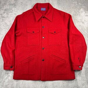 Vintage Pendleton Virgin Wool Shacket Mens XL Chore Red Shirt Jacket Made in USA